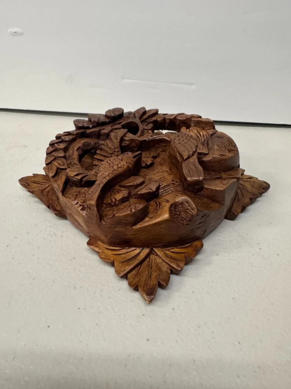 Vintage Balinese Bali Hand Carved Wood High Relief 3D Wall Art Panel Carving